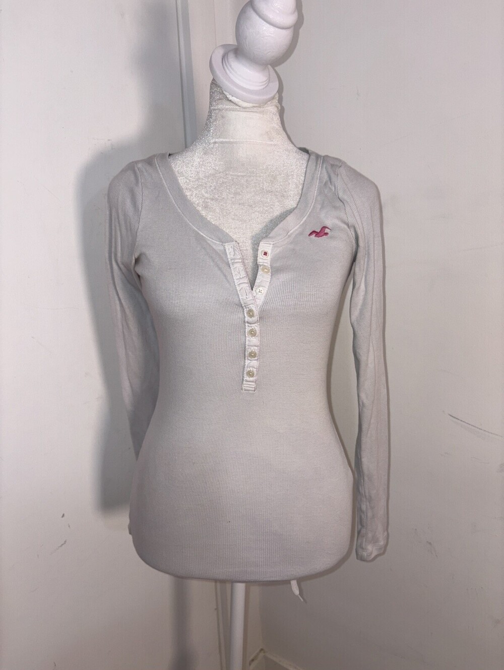Vintage Y2K Hollister S Ribbed Henley Long Sleeve Babydoll Bella Swan Grail